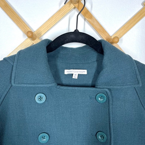 Rebecca Minkoff Teal Blue 'Pierre' Double Breasted Cape Coat Women’s Size XS - Picture 4 of 11